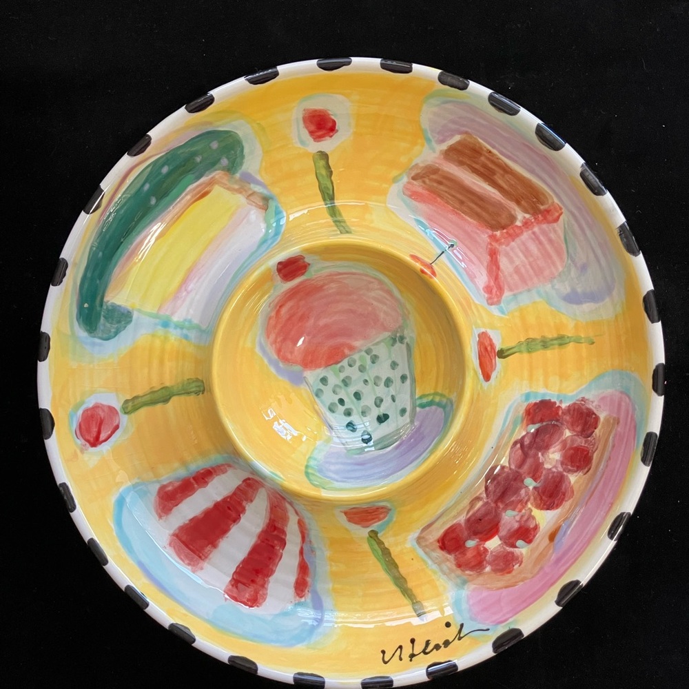 Hand painted “Delicious Dessert “Ceramic Chip And Dip 12” Original Design